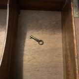 Magnificent liqueur cabinet made of burl wood, with a key and compartments - vintage.