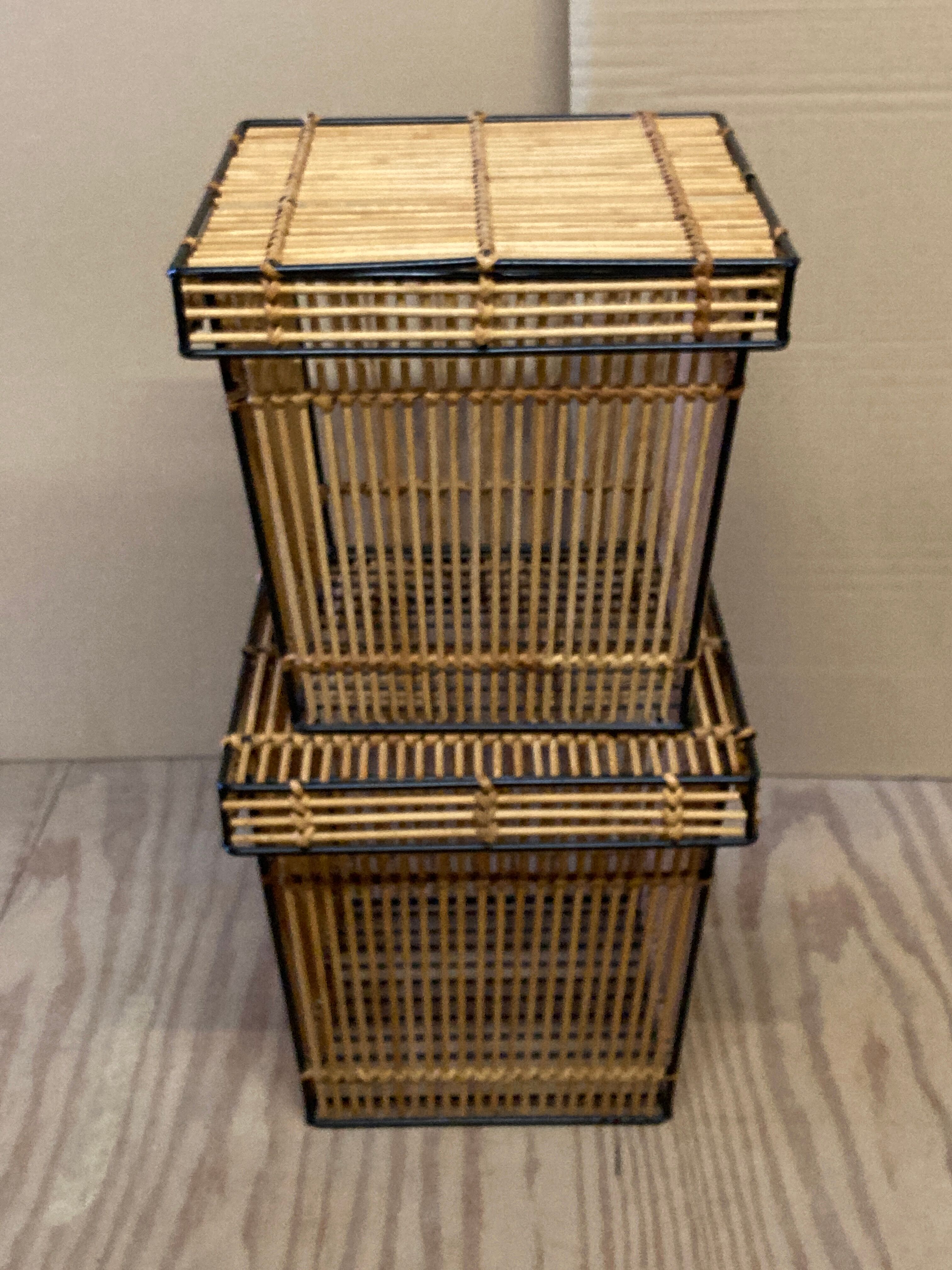Boîtes ou paniers vintage en rotin et osier par Rohe Noordwolde, années 1960