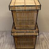 Vintage rattan wicker boxes or baskets by rohe noordwolde, 1960s