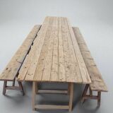 Harvest table and 2 benches, 1960