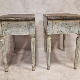 Pair of bedside tables with florentine patina