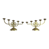 Paires de chandeliers art déco à 5 branches, candélabres anciens