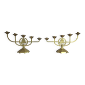 Paires de chandeliers art déco à 5 branches, candélabres anciens