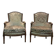 Paire de fauteuils bergères de style Louis XVI