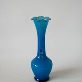 jagged sky blue opaline vase and small handles Design 1960