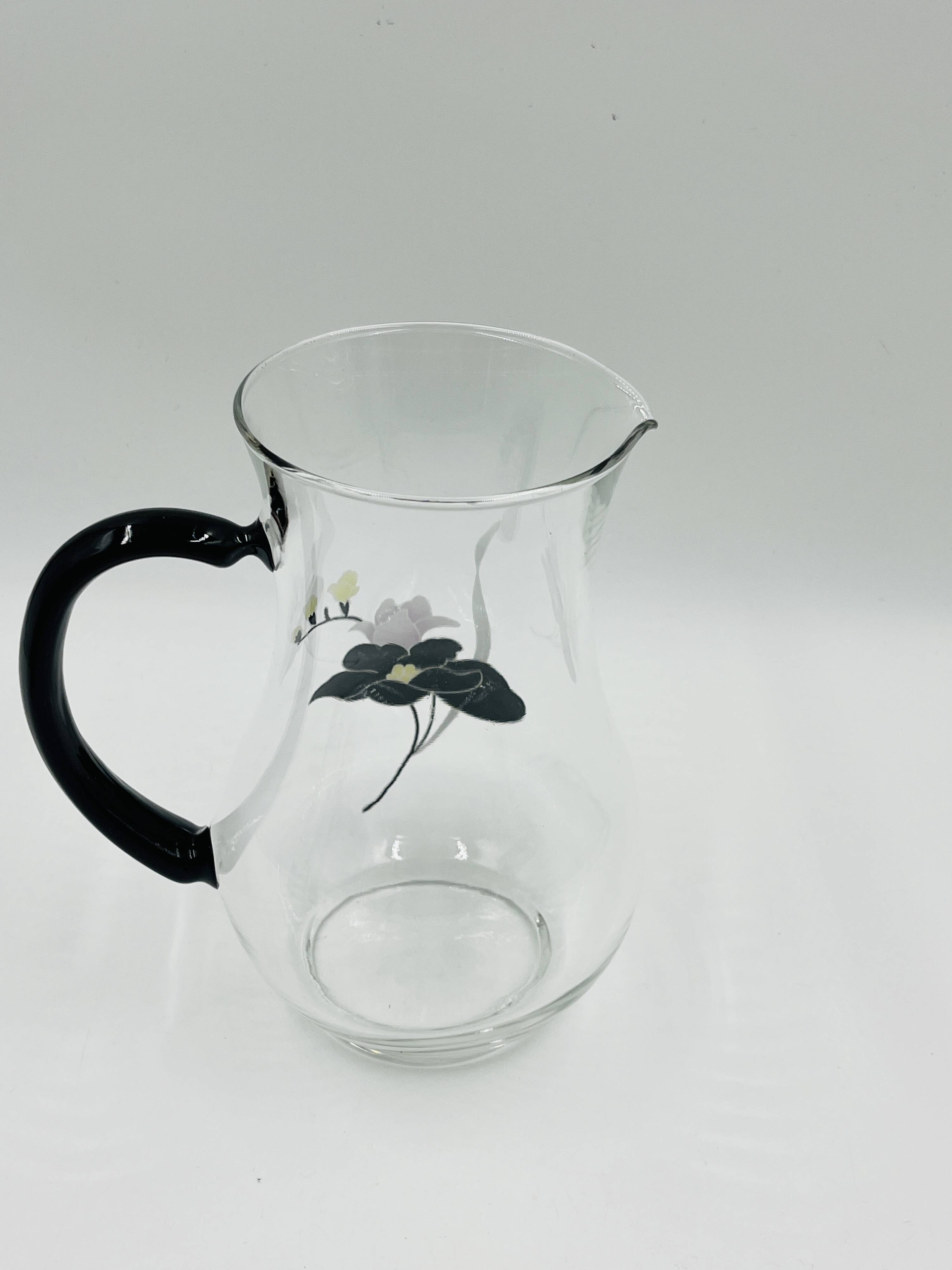 Service carafe glasses vintage floral decor