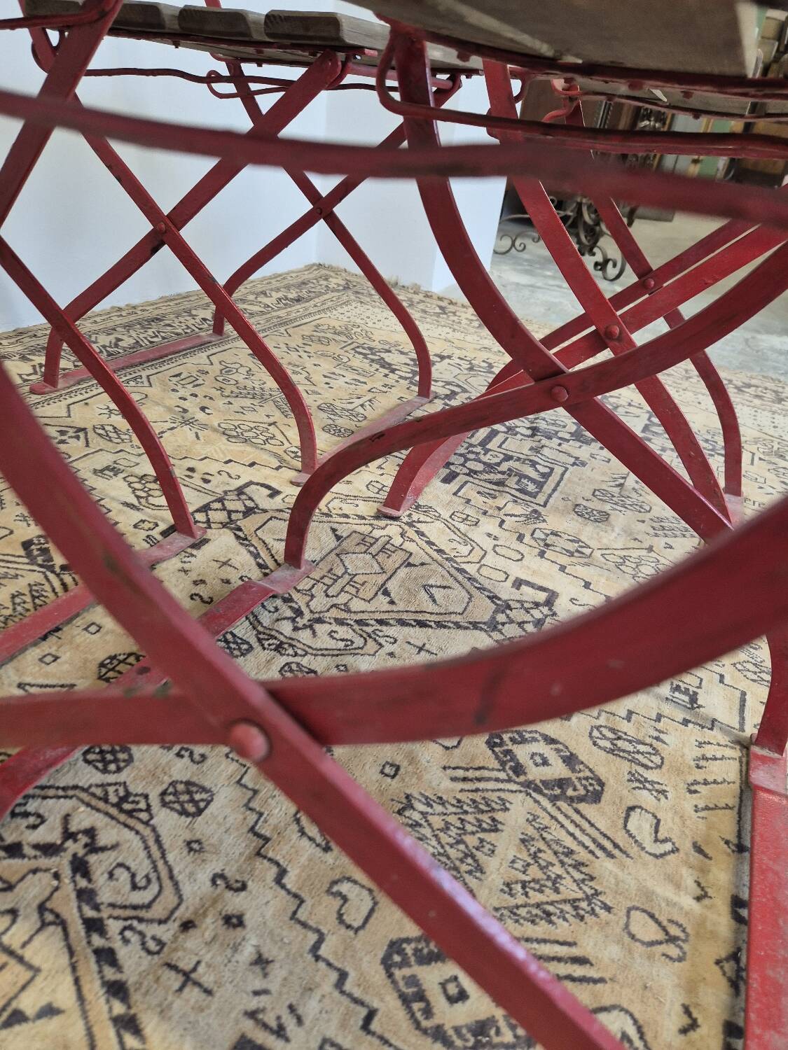 Set of 4 folding chairs for old bistro, guinguette, brasserie