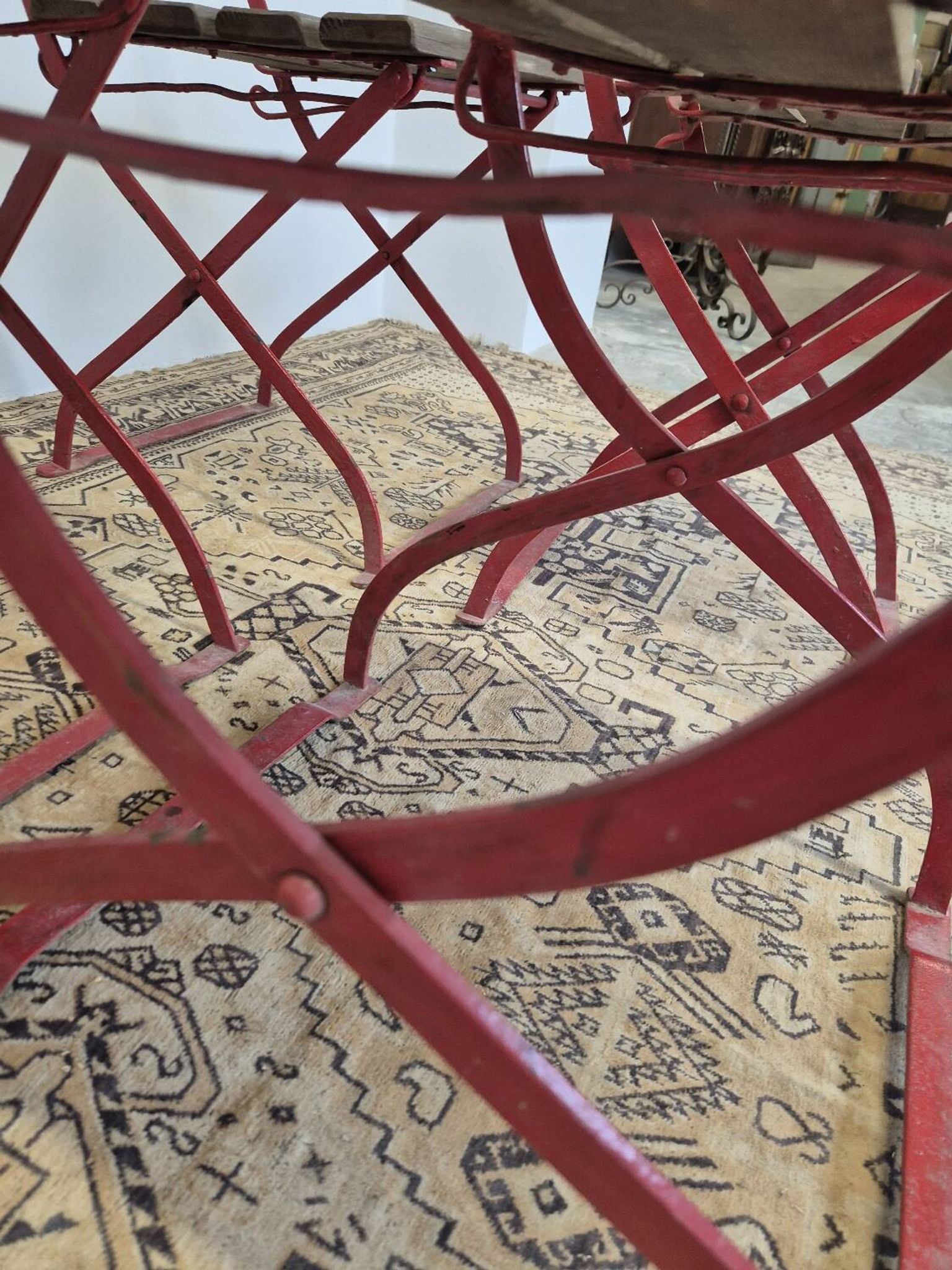 Set of 4 folding chairs for old bistro, guinguette, brasserie