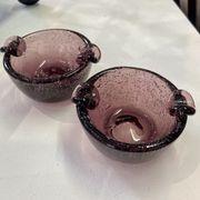 Pair of bubble glass ashtrays