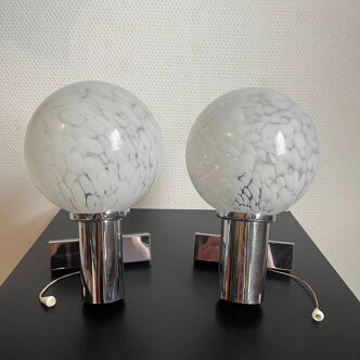 Pair of Murano glass metal wall lights
