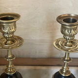 Pair of marble and brass candlesticks circa 1860