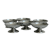 Set of 6 stainless steel footed bowls in shiny finish.