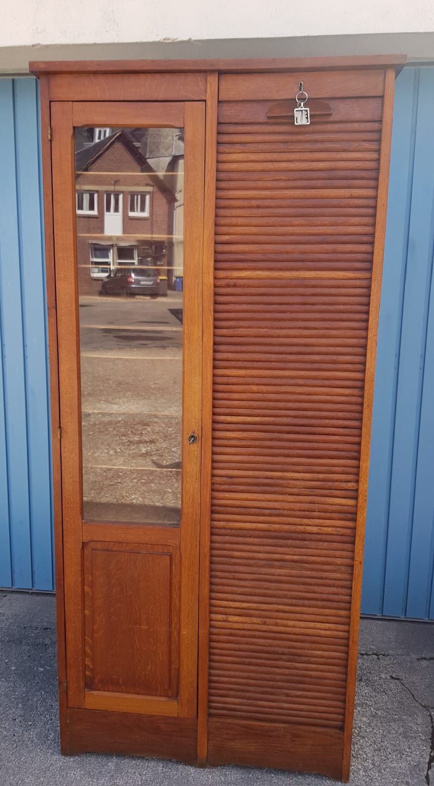 Old oak curtain cabinet