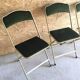 Lot of 4 golden folding chairs green velvet