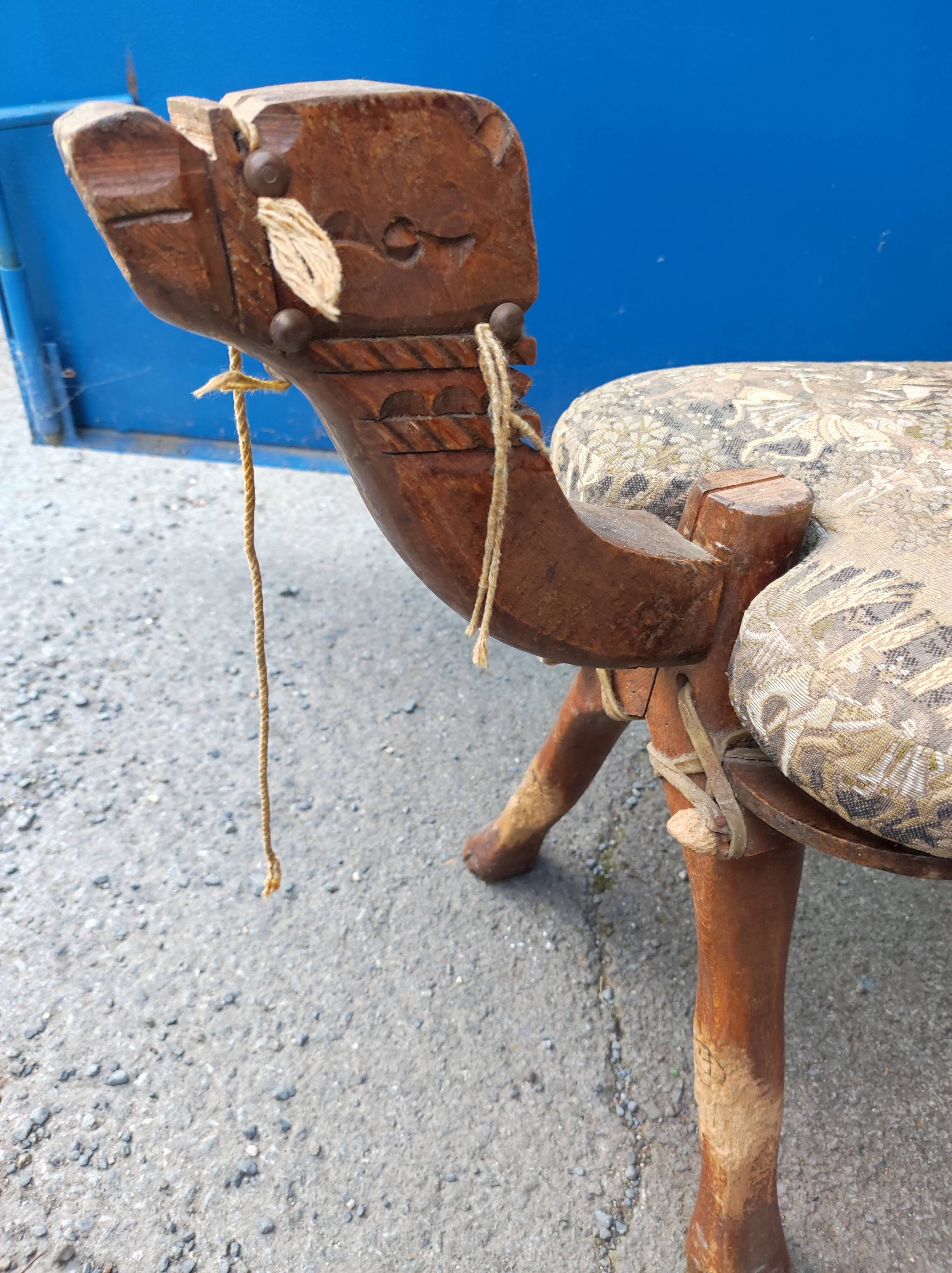 Footrest camel wood ottoman saddle camel oriental style
