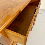 Antique marquetry chest of drawers from the transition period at the end of the 18th century, with 3 wooden drawers.