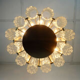 Lustre chromé Kaiser milieu du siècle 1960  avec 12 tubes de verre