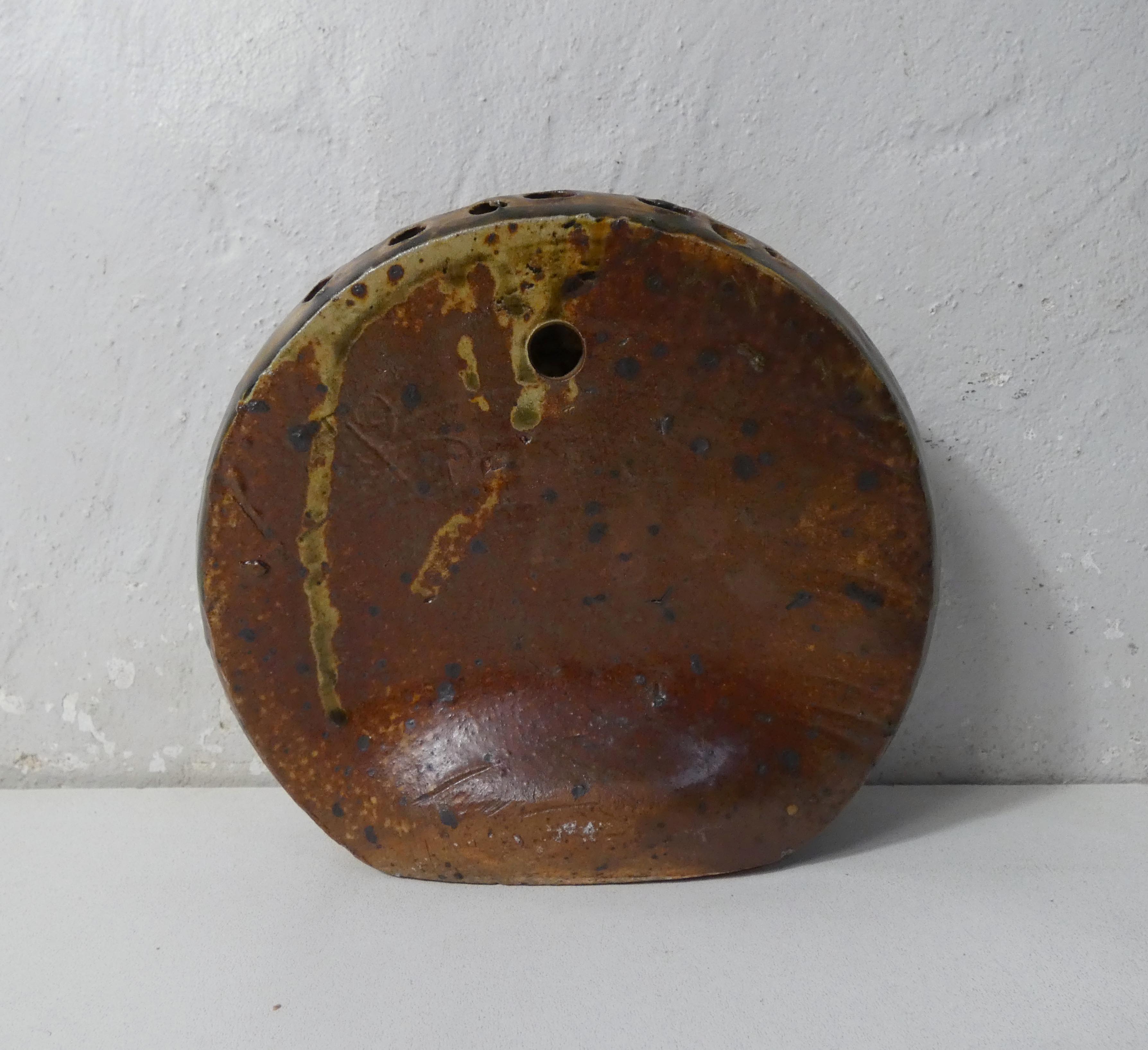 Bouquet stoneware wall vase signed jb