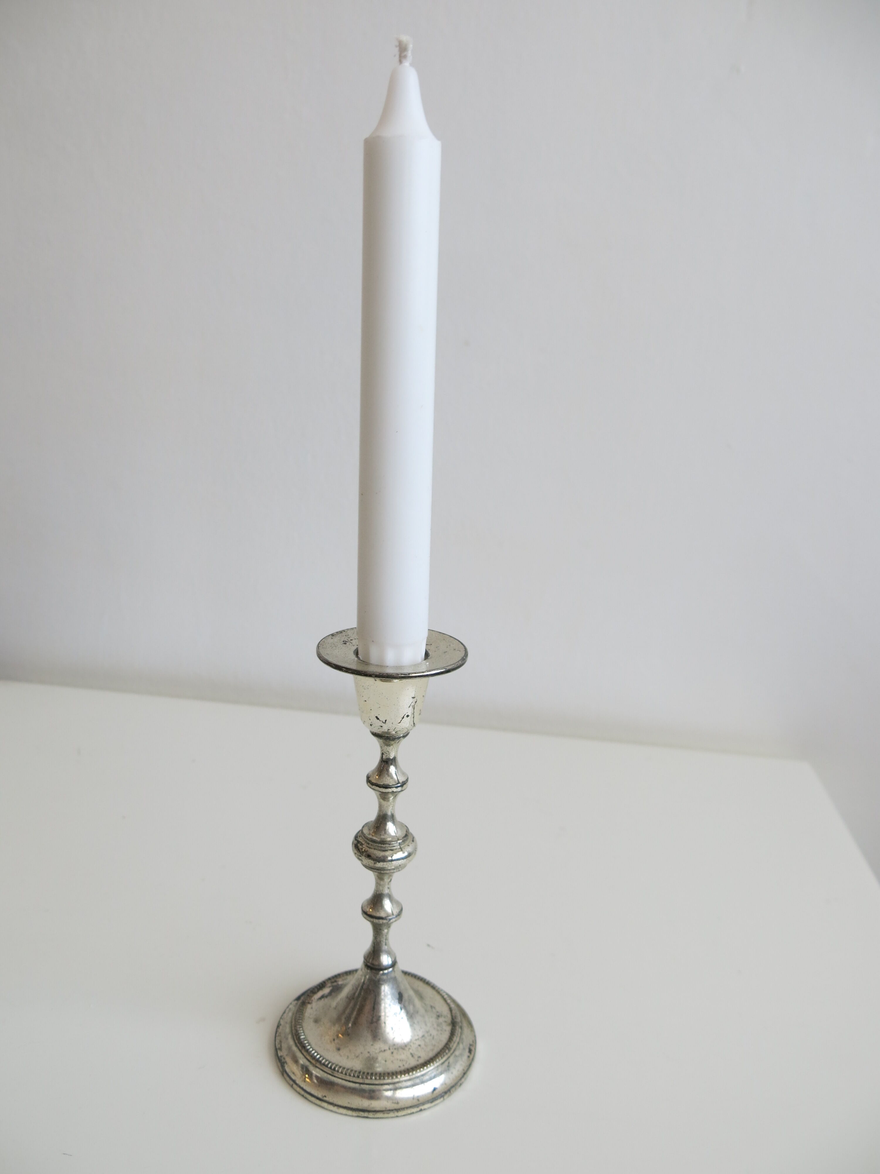 Right candle holder in silver metal from BMF West-Germany