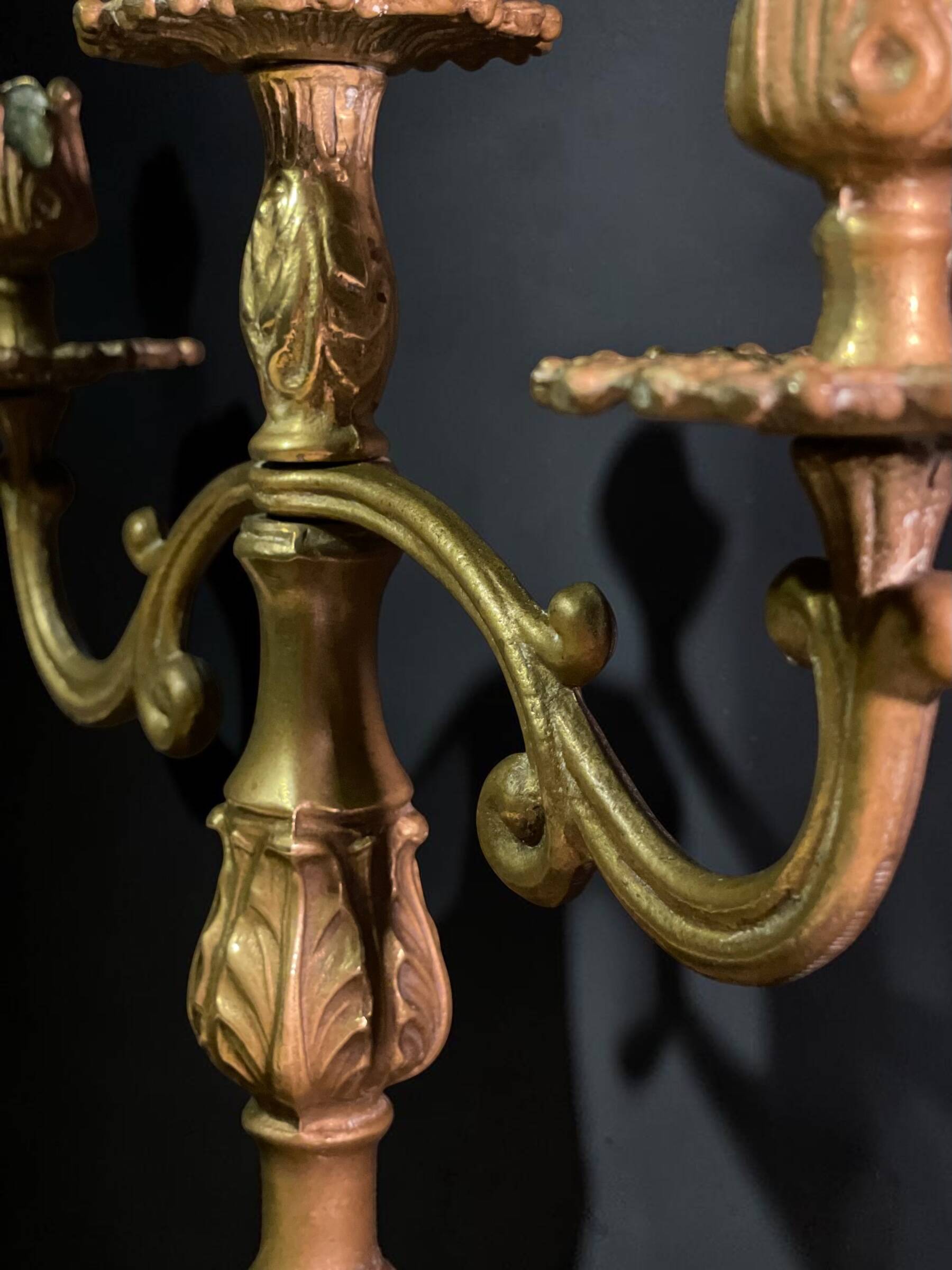 Pair of Napoleon III candelabra in brass, 19th century