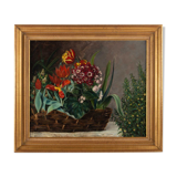 Floral composition in basket by H. Vaneyck- dated 1895