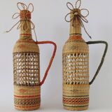 Vintage Wicker Woven Bottles Origin Vietnam