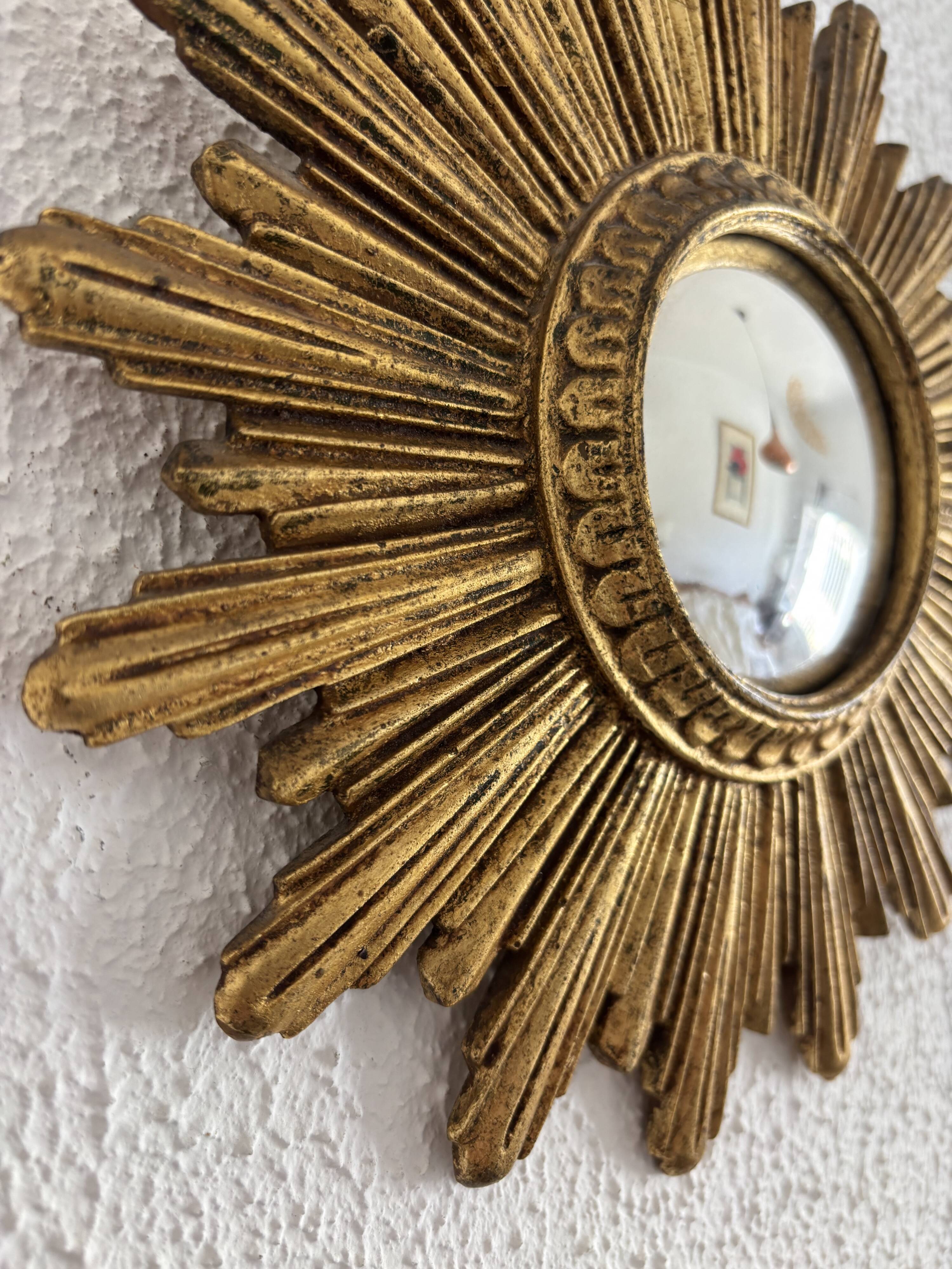Vintage 1960s sun mirror witch's eye gold - 26 cm