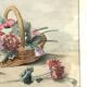 Tableau aquarelle panier de pivoines