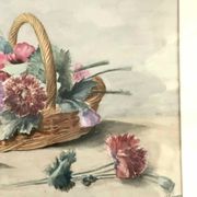 Tableau aquarelle panier de pivoines