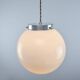 Mid-Century Opaline & Metal Sphere Pendant Lamp