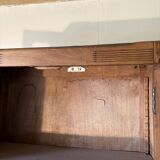 Antique display case in blond wood – small-paned windows with key