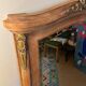 Grand miroir ancien bois patiné et dorure glace biseautée