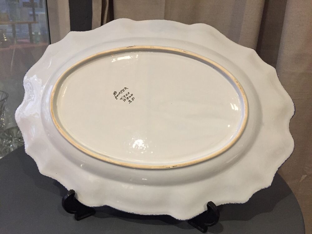 Oval serving dish Henriot Quimper floral decor