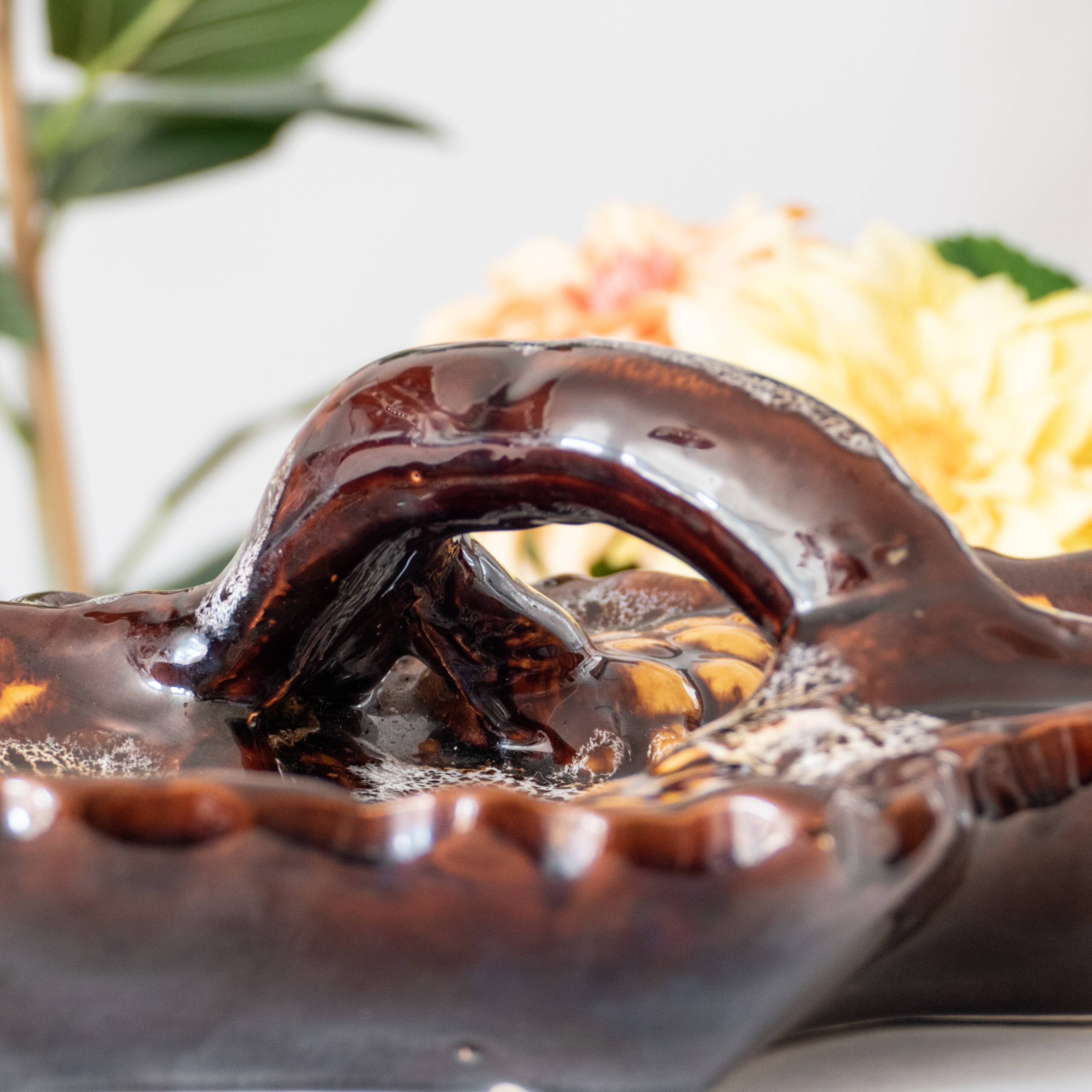 Large old Vallauris bowl with handle