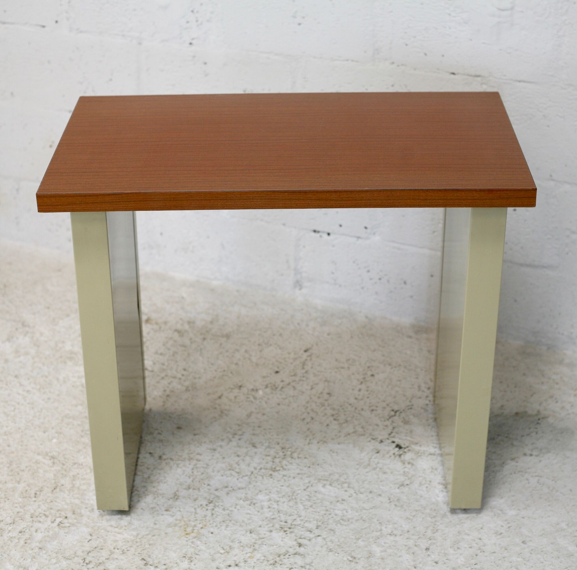 Minimalist desk, lacquered steel, formica top. France, circa 1970