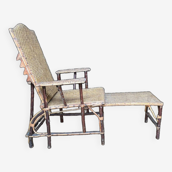 Chaise longue en rotin années 1920