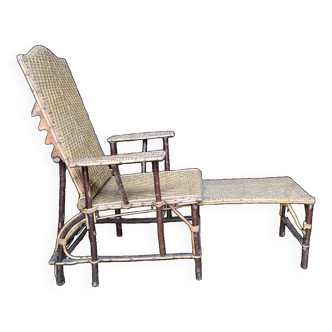 Chaise longue en rotin années 1920