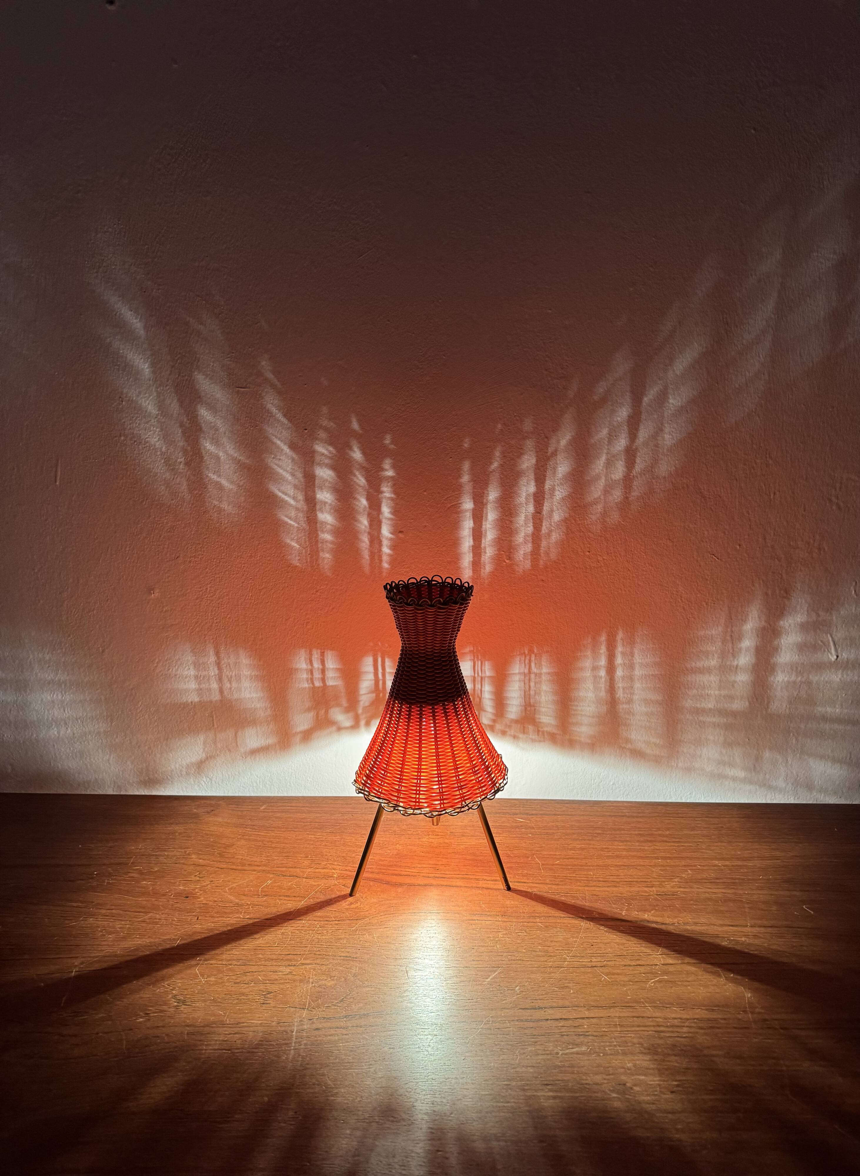 Austrian KIWI Wicker Table Lamp by J.T. Kalmar
