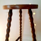 Tabouret haut tripode bois pieds tournés