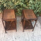 Paire de chevets rotin