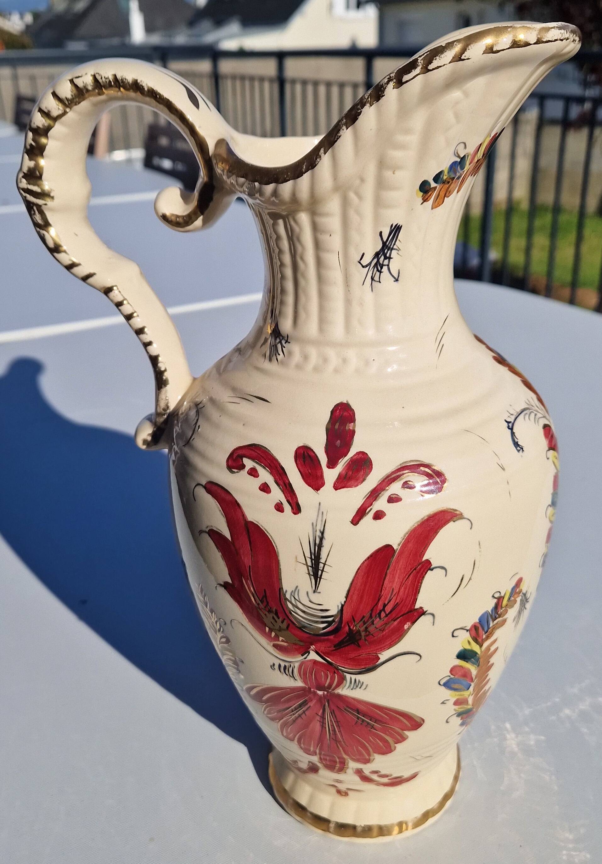 Polychrome ceramic jug, Hubert Bequet in Queragnon