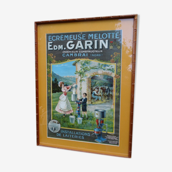 Affiche originale  "Ecremeuses  Grain Cambrai  1910