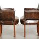 Characterful set of 6 cowhide dining chairs made of grained leather