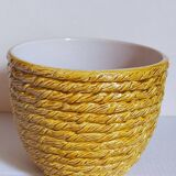 Vintage “rope” slip ceramic planter