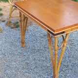 Vintage dining room attributed to Audoux and Minet in bamboo and rattan
