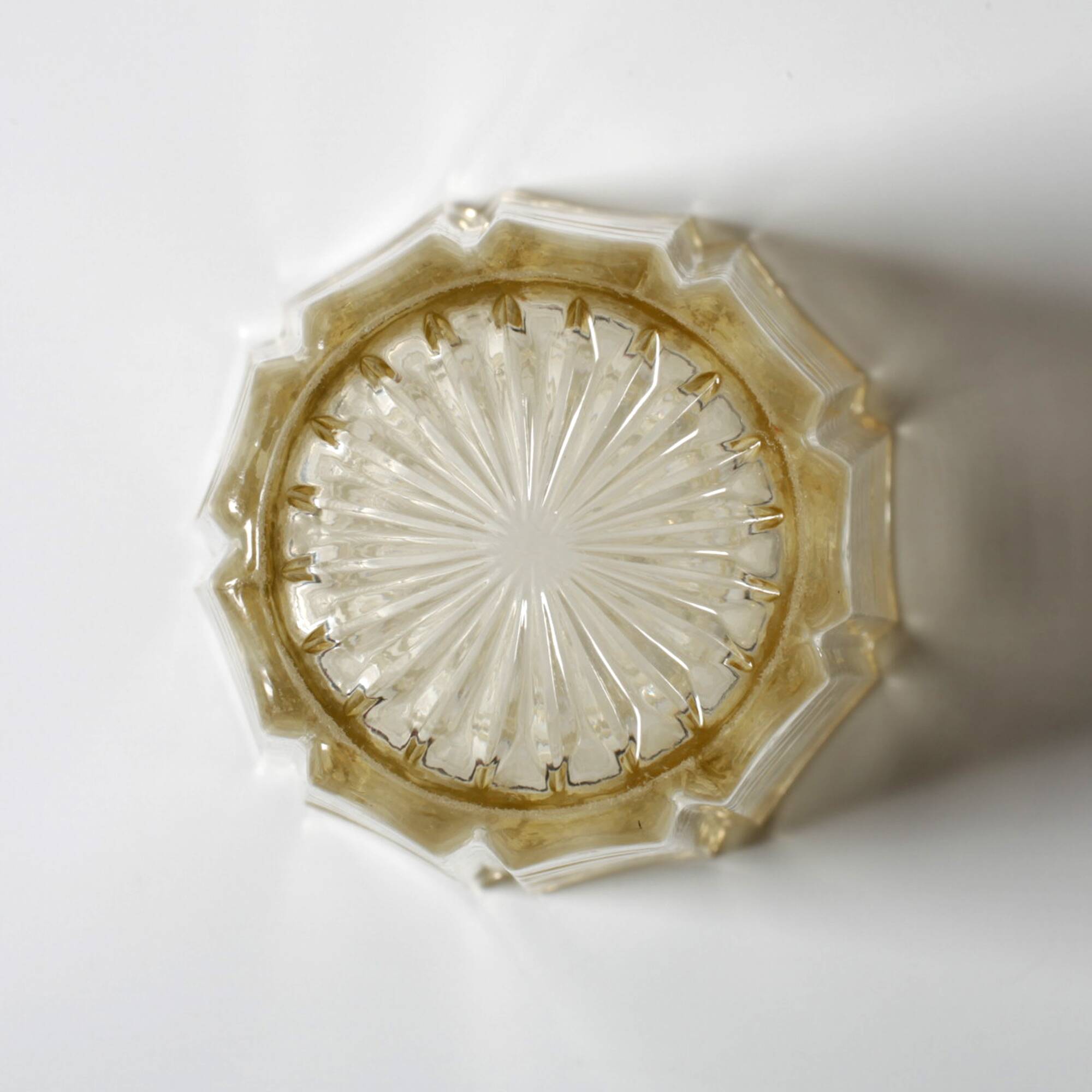 Vase à fleurs en verre jaune doux des années 50 / Fidenza / Italie