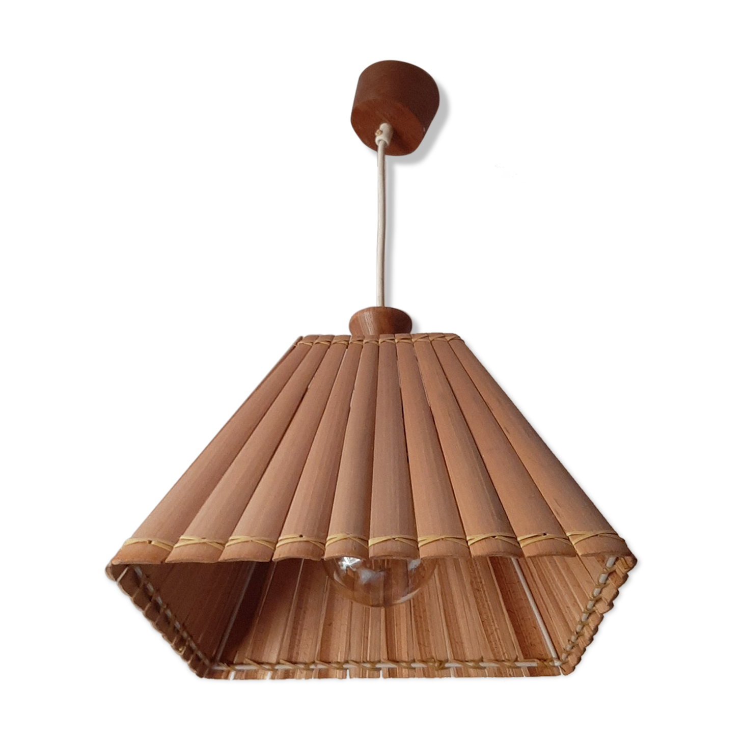 Square bamboo pendant lamp, vintage