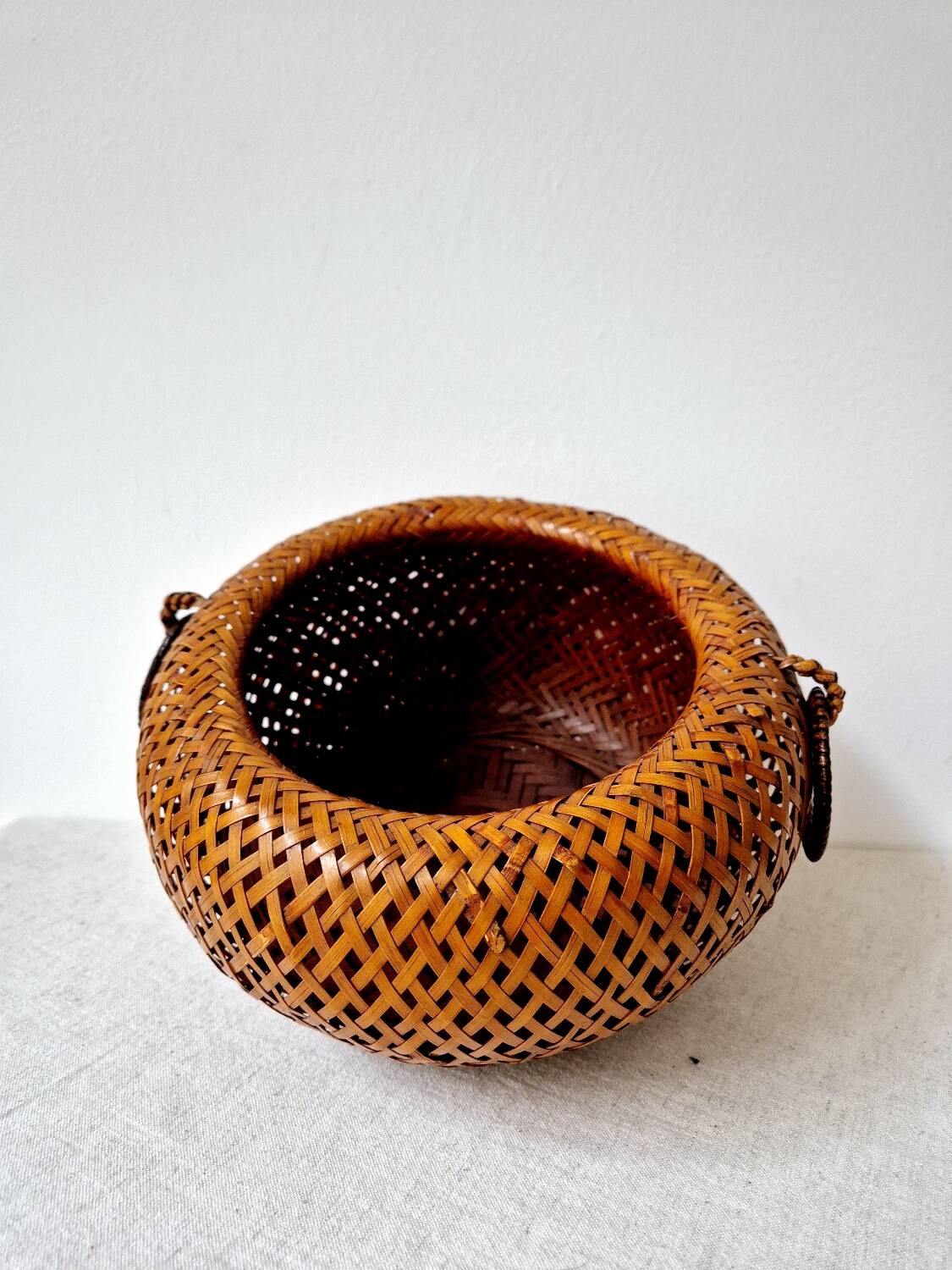 Japanese Style Bamboo/Rattan Woven Basket - Vintage