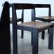Set of eight black lacquered dining chairs