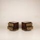 Aldo Frigerio Italian Walnut Burl and Gold-Laminated Brass Bagdad Nightstands